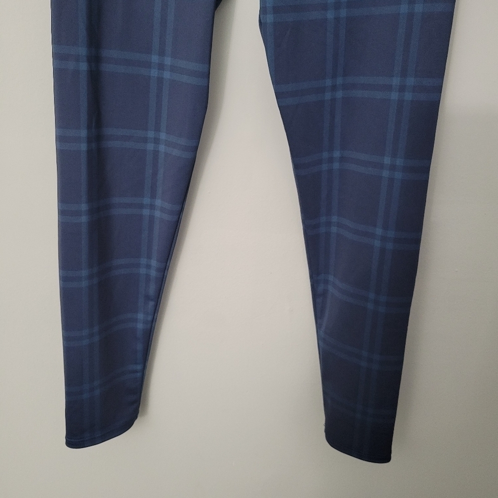 Onzie Blue Plaid Hugh Rise Midi Leggings - Picture 4 of 10